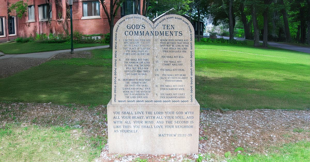 Ten Commandments on lawn