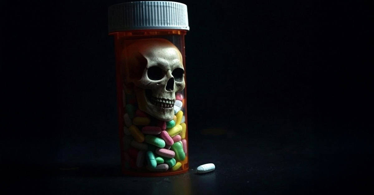 a skull inside a pill bottle