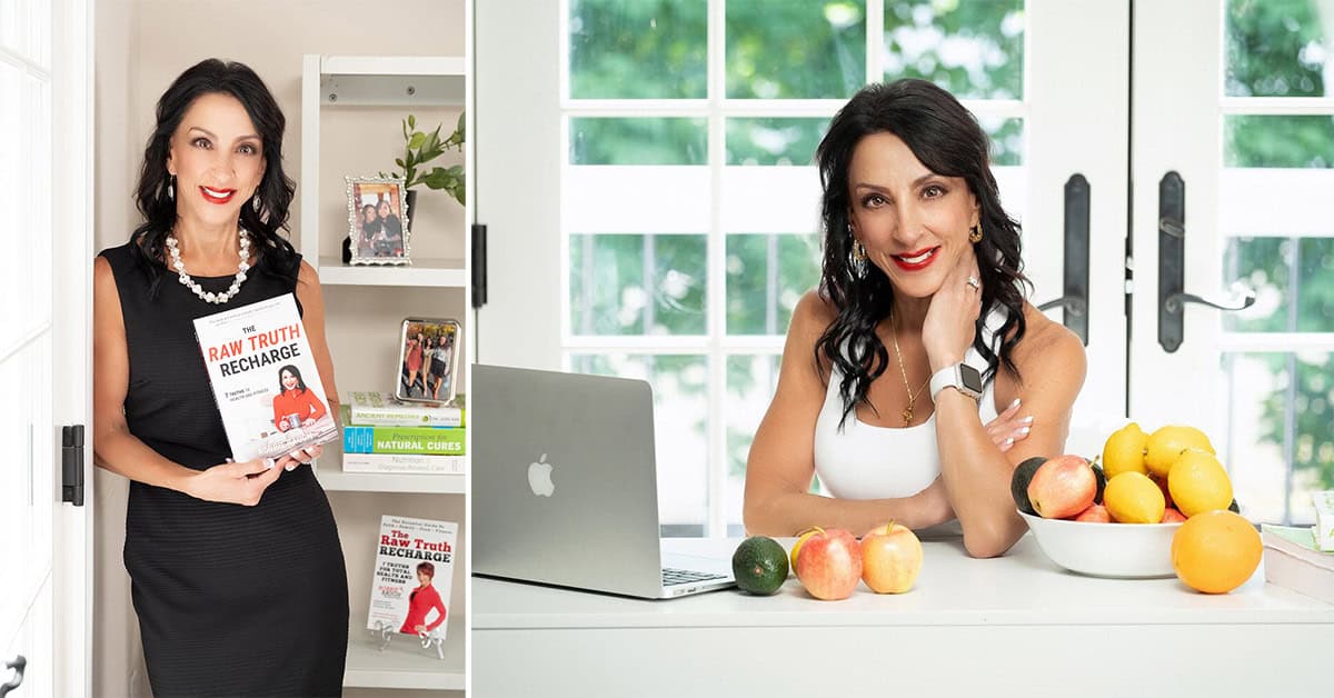 Fresh content creator woman with books and healthy lifestyle at home for America Out Loud News SEO.