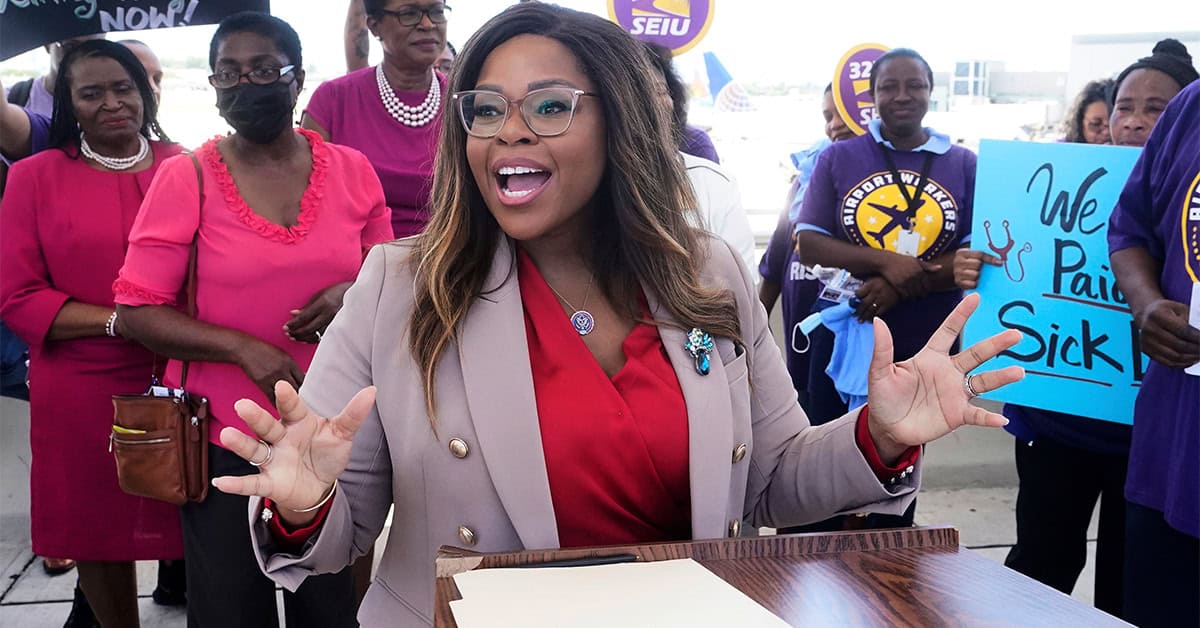 Rep. Sheila Cherfilus-McCormick, D-Fla., speaks at an event