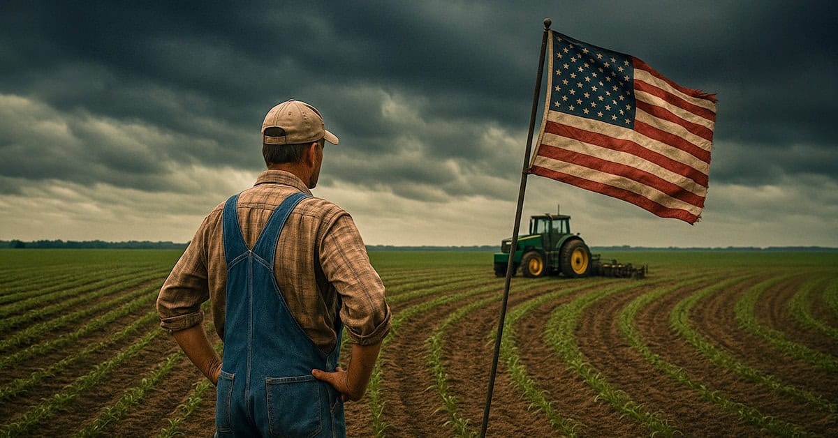 Dusk rural-industrial landscape