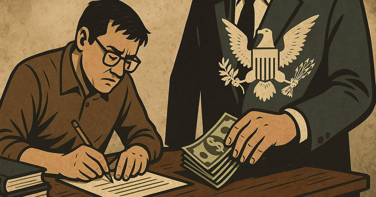 Exhausted worker and bureaucracy