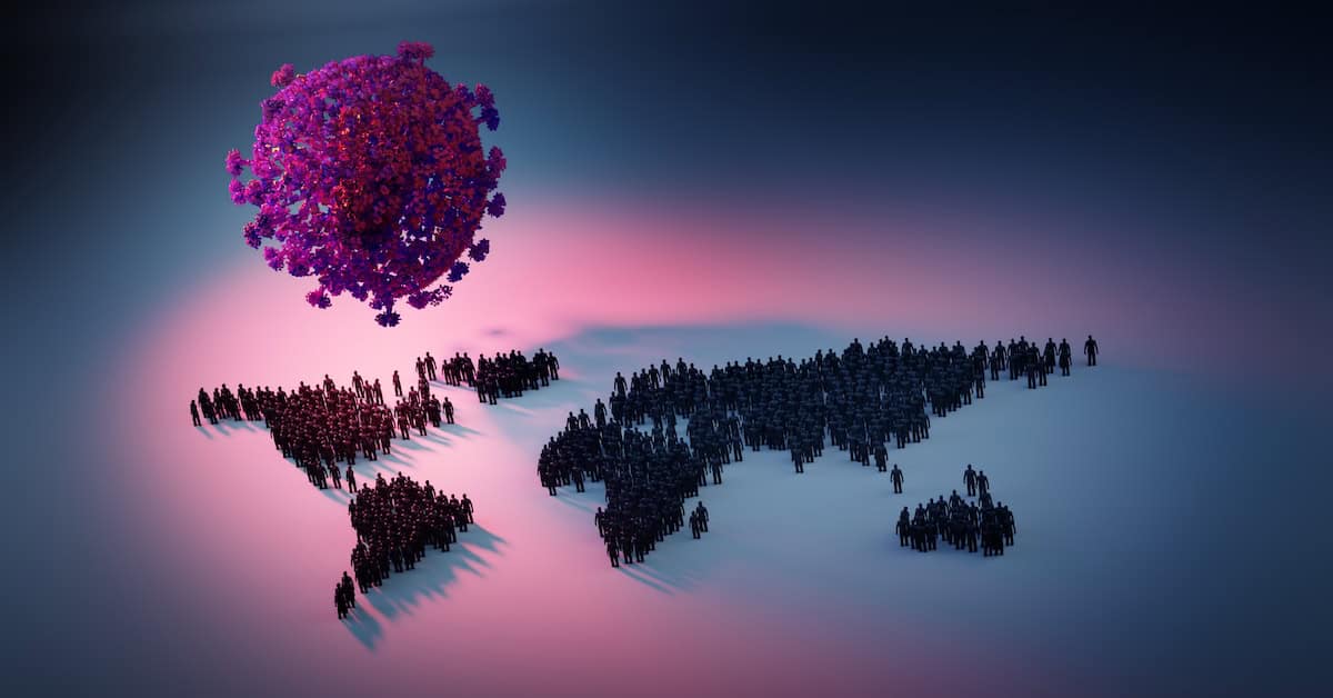 Global pandemic threat – 3D corona virus illustration