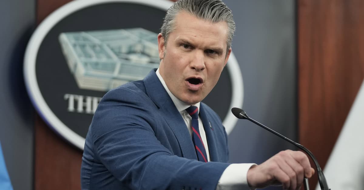 Defense Secretary Pete Hegseth speaks during a press briefing at the Pentagon